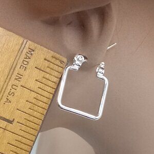 Square Silver Tone 6 Pair Earrings Pierced Set Everyday Light Weight